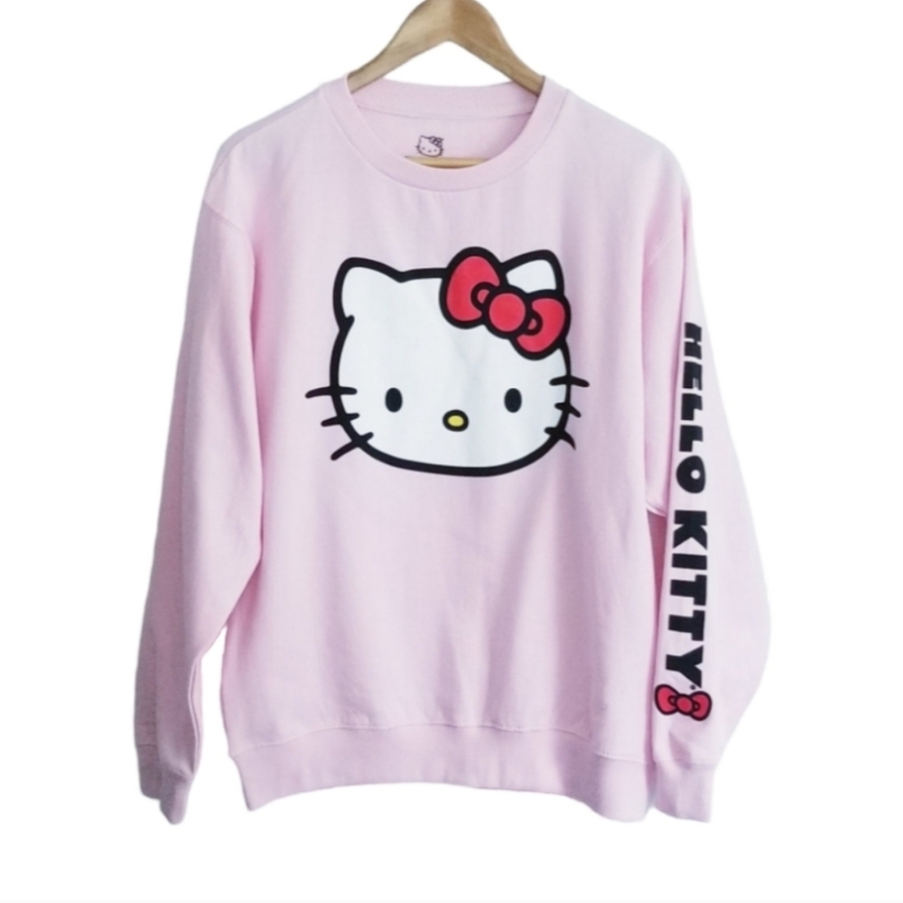NEW Sanrio Light Pink Hello Kitty Graphic Print Crewneck Sweatshirt NWOT